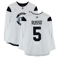 Robbie Russo Utah Hockey Club Practice-Used #5 White Jersey from the 2024-25 NHL Season