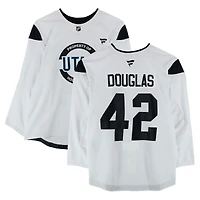 Curtis Douglas Utah Hockey Club Practice-Used #42 White Jersey from the 2024-25 NHL Season