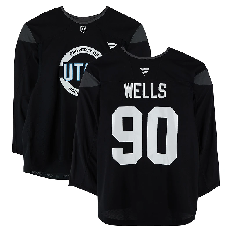 Dylan Wells Utah Mammoth Practice-Used #90 Black Jersey from the 2024-25 NHL Season