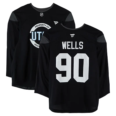 Dylan Wells Utah Mammoth Practice-Used #90 Black Jersey from the 2024-25 NHL Season