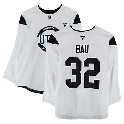Samu Bau Utah Hockey Club Practice-Used #32 White Jersey from the 2024-25 NHL Season