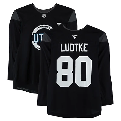 Tanner Ludtke Utah Mammoth Practice-Used #80 Black Jersey from the 2024-25 NHL Season