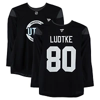 Tanner Ludtke Utah Mammoth Practice-Used #80 Black Jersey from the 2024-25 NHL Season