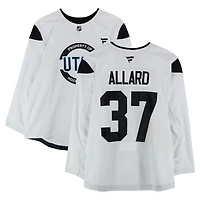 Owen Allard Utah Hockey Club Practice-Used #37 White Jersey from the 2024-25 NHL Season