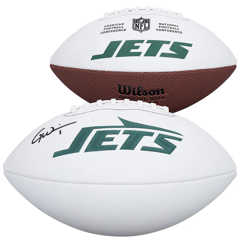 Garrett Wilson New York Jets Autographed Wilson White Panel Football