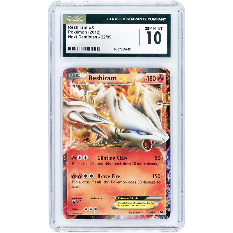 Reshiram EX 2012 Pokemon Next Destinies Ultra Rare #22 CGC Authenticated Pristine 10 Card