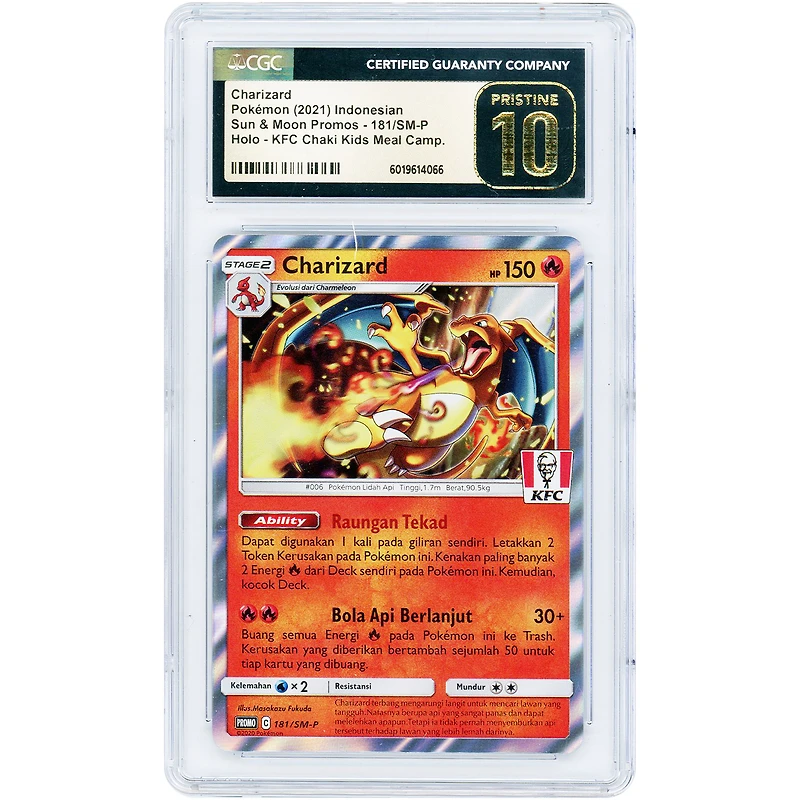 Charizard 2021 Pokemon Indonesian KFC Promo #181/SM-P CGC Authenticated Pristine 10 Card
