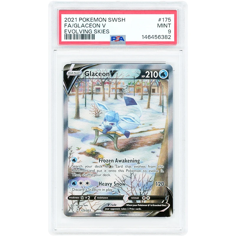 Glaceon V 2021 Pokemon Evolving Skies Ultra Rare #175 PSA Authenticated 9 Card