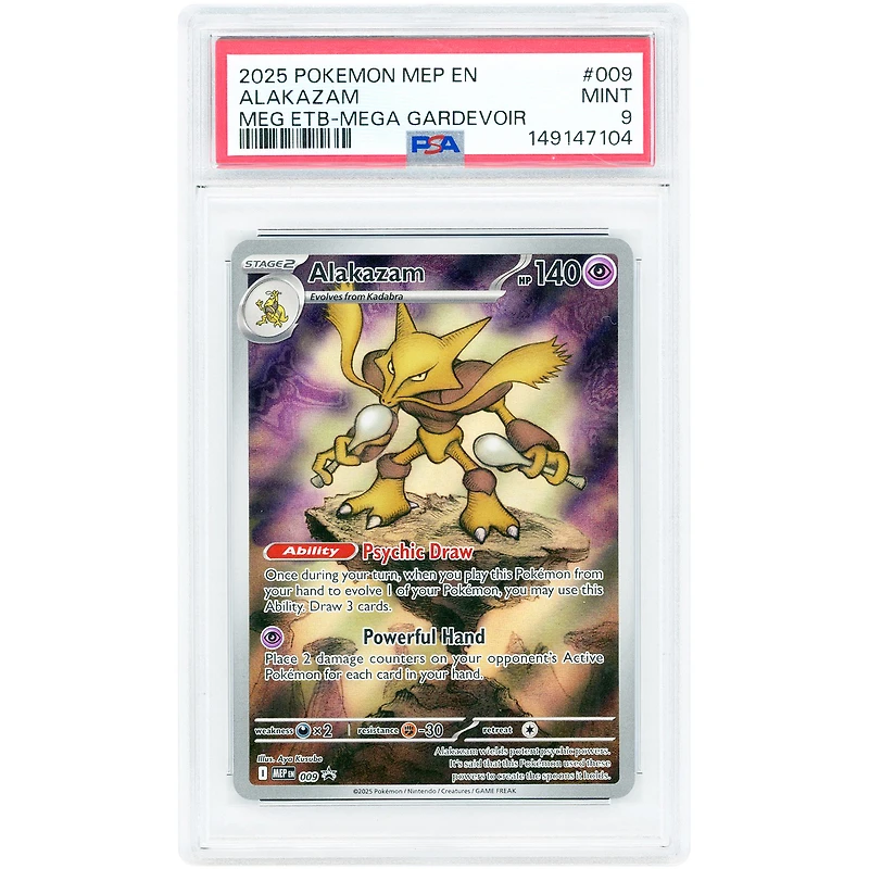 Alakazam 2025 Pokemon Mega Evolution #9 PSA Authenticated 9 Card