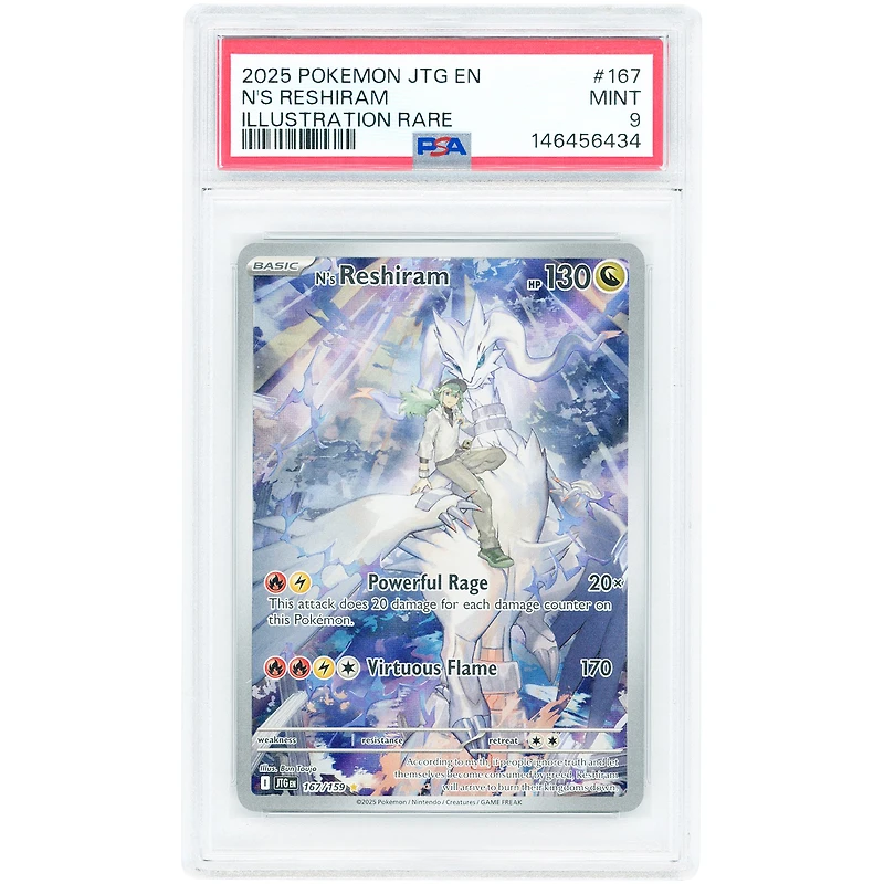 N's Reshiram 2025 Pokemon Journey Together #167 PSA Authenticated 9 Card