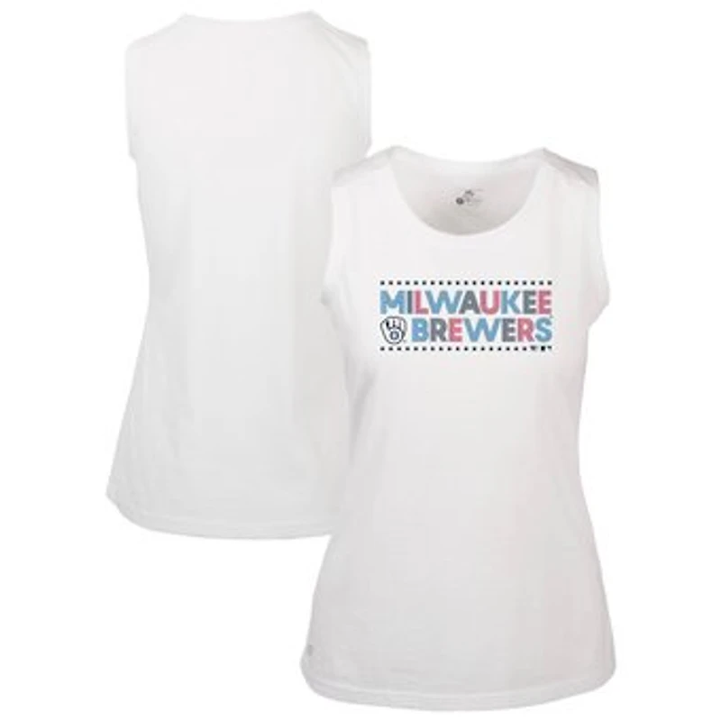 Women's Levelwear White Milwaukee Brewers Independence Day Macy Star-Spangled Tank Top
