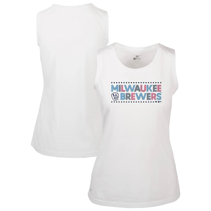 Women's Levelwear White Milwaukee Brewers Independence Day Macy Star-Spangled Tank Top