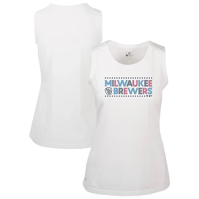 Women's Levelwear White Milwaukee Brewers Independence Day Macy Star-Spangled Tank Top
