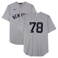 Spencer Jones New York Yankees Autographed Gray Nike Replica Jersey with Multiple Inscriptions