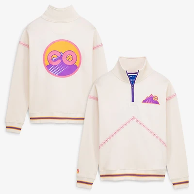 Women's Terez Cream Colorado Rockies City Connect Baseball Stitch Quarter-Zip Pullover