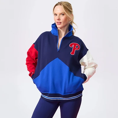 Women's Terez  Blue Philadelphia Phillies Colorblock Quarter-Zip Pullover