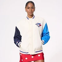 Women's Terez Cream Toronto Blue Jays Full-Zip Bomber Jacket