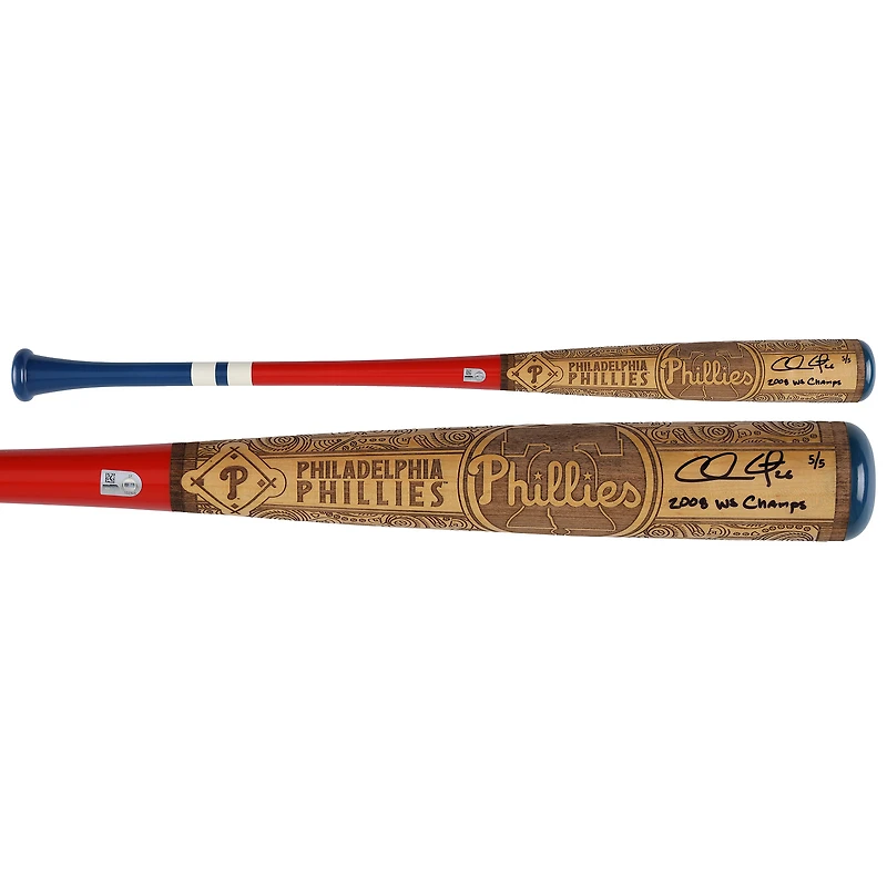 Chase Utley Philadelphia Phillies Autographed Pillbox Bat Company Mural Series Bat with "2008 WS Champs" Inscription - Limited Edition #5/5