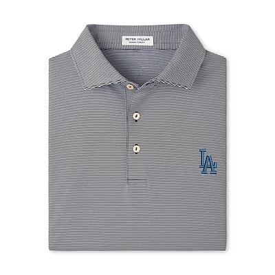 Men's Peter Millar Black Los Angeles Dodgers Jubilee Stripe Stretch Jersey Polo