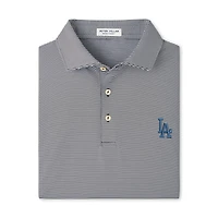 Men's Peter Millar Black Los Angeles Dodgers Jubilee Stripe Stretch Jersey Polo