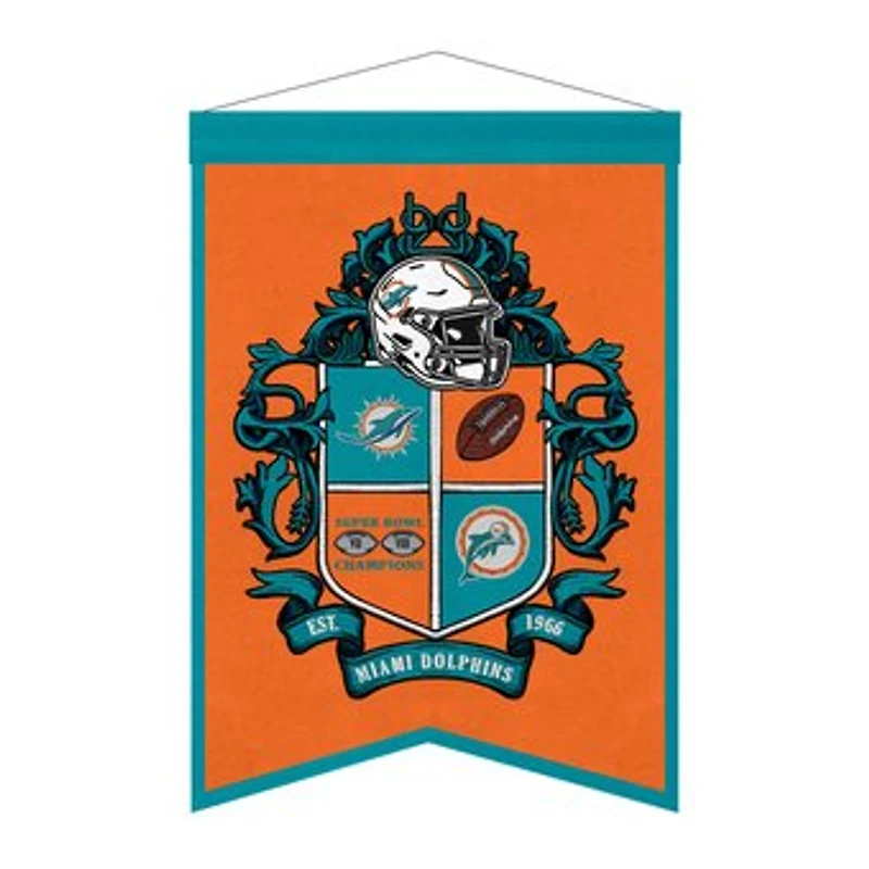 Miami Dolphins 15" x 22" Crest Banner