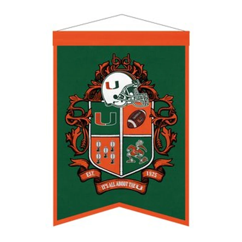 Miami Hurricanes 15" x 22" Crest Banner