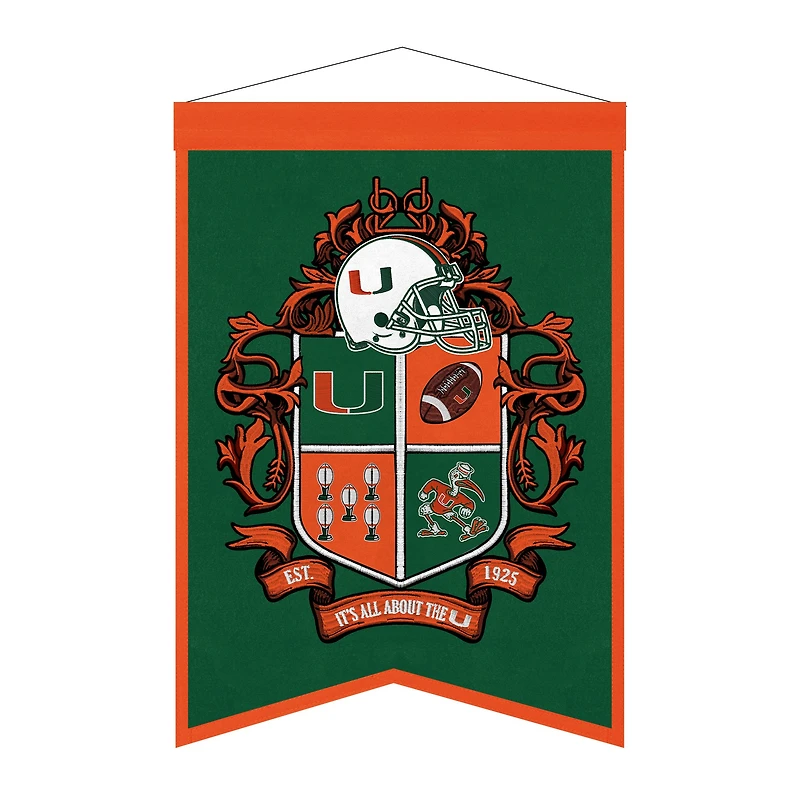 Miami Hurricanes 15" x 22" Crest Banner