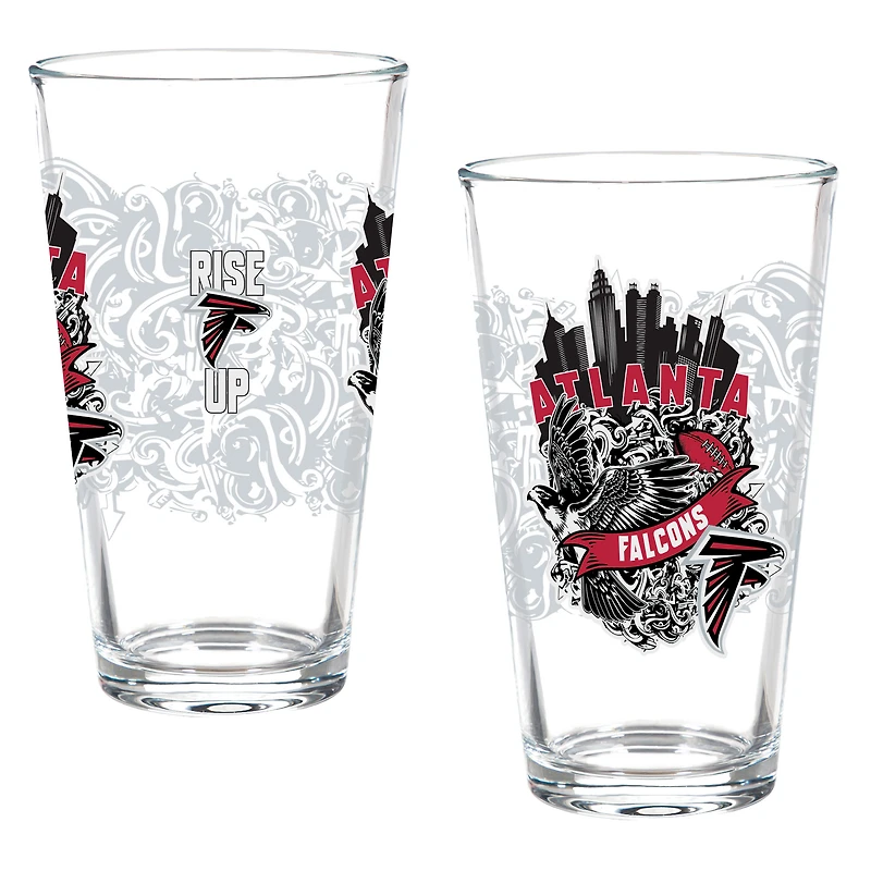 Atlanta Falcons Hometown Series 16oz Pint Glass 2-Piece Set with Gift Box