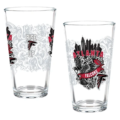 Atlanta Falcons Hometown Series 16oz Pint Glass 2-Piece Set with Gift Box