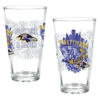 Baltimore Ravens Hometown Series 16oz Pint Glass 2-Piece Set with Gift Box