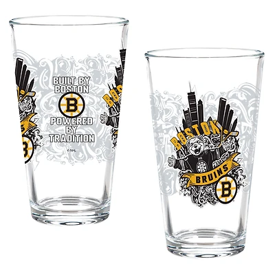 Boston Bruins Hometown Series 16oz Pint Glass 2-Piece Set with Gift Box