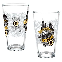 Boston Bruins Hometown Series 16oz Pint Glass 2-Piece Set with Gift Box