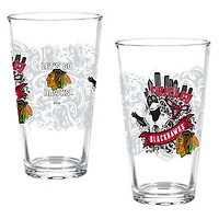 Chicago Blackhawks Hometown Series 16oz Pint Glass 2-Piece Set with Gift Box
