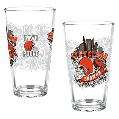 Cleveland Browns Hometown Series 16oz Pint Glass 2-Piece Set with Gift Box