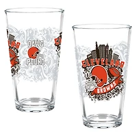 Cleveland Browns Hometown Series 16oz Pint Glass 2-Piece Set with Gift Box