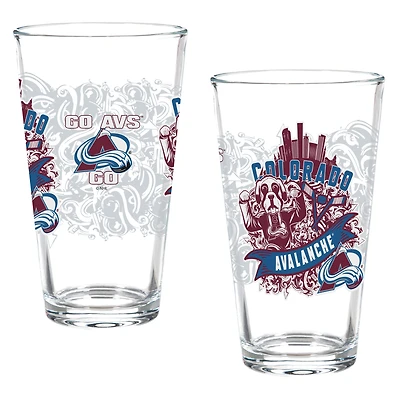 Colorado Avalanche Hometown Series 16oz Pint Glass 2-Piece Set with Gift Box