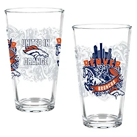 Denver Broncos Hometown Series 16oz Pint Glass 2-Piece Set with Gift Box