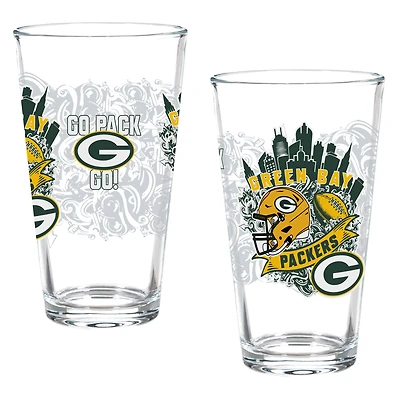 Green Bay Packers Hometown Series 16oz Pint Glass 2-Piece Set with Gift Box