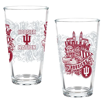 Indiana Hoosiers Hometown Series 16oz Pint Glass 2-Piece Set with Gift Box