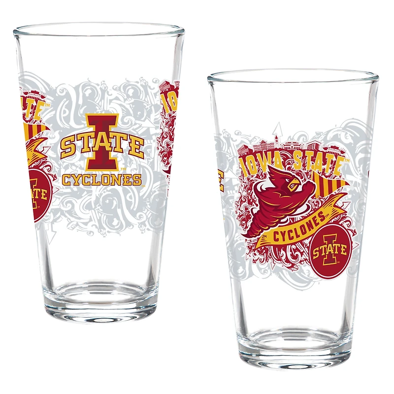Iowa State Cyclones Hometown Series 16oz Pint Glass 2-Piece Set with Gift Box