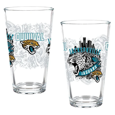 Jacksonville Jaguars Hometown Series 16oz Pint Glass 2-Piece Set with Gift Box