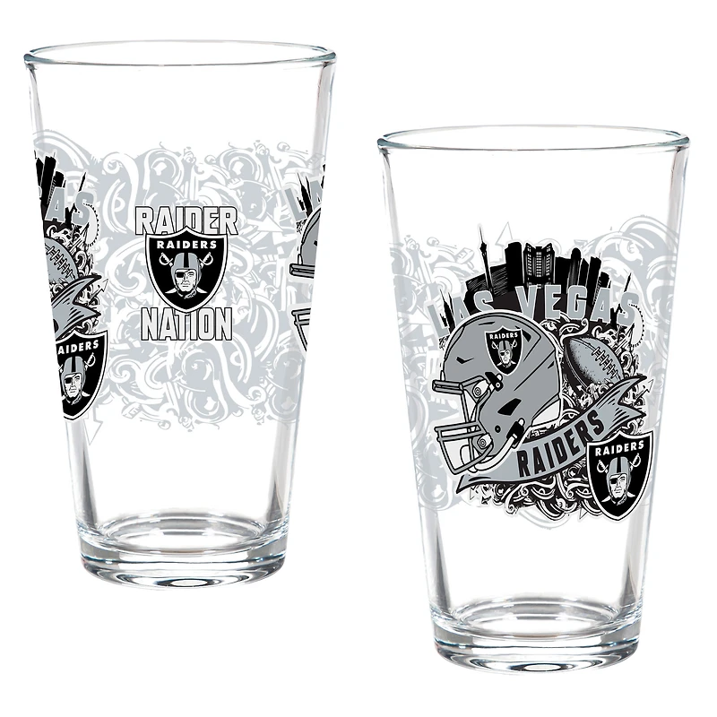 Las Vegas Raiders Hometown Series 16oz Pint Glass 2-Piece Set with Gift Box