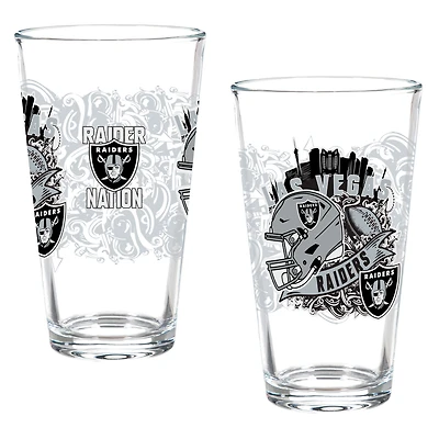 Las Vegas Raiders Hometown Series 16oz Pint Glass 2-Piece Set with Gift Box