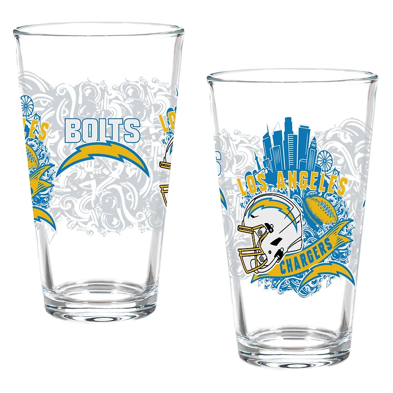 Los Angeles Chargers Hometown Series 16oz Pint Glass 2-Piece Set with Gift Box
