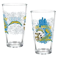 Los Angeles Chargers Hometown Series 16oz Pint Glass 2-Piece Set with Gift Box