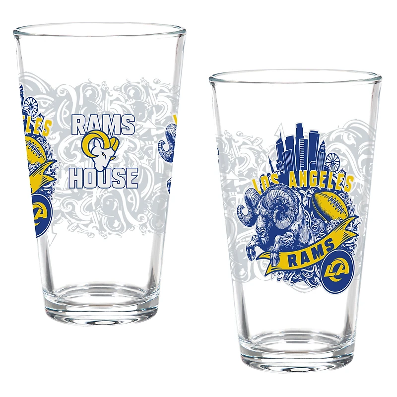 Los Angeles Rams Hometown Series 16oz Pint Glass 2-Piece Set with Gift Box