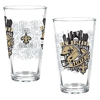 New Orleans Saints Hometown Series 16oz Pint Glass 2-Piece Set with Gift Box