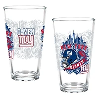 New York Giants Hometown Series 16oz Pint Glass 2-Piece Set with Gift Box