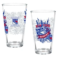 New York Rangers Hometown Series 16oz Pint Glass 2-Piece Set with Gift Box