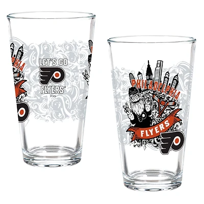 Philadelphia Flyers Hometown Series 16oz Pint Glass 2-Piece Set with Gift Box